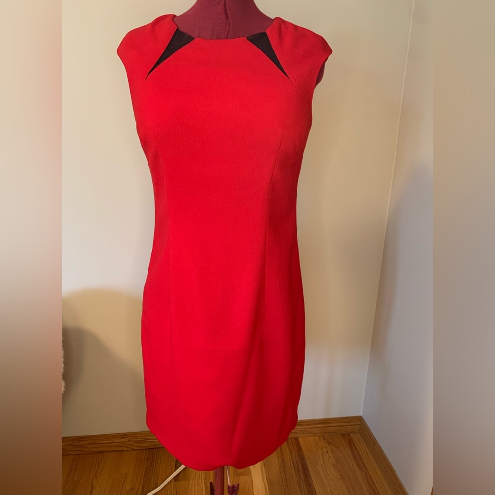 The Limited Red Dress with black accents, good condition. Fully lined
